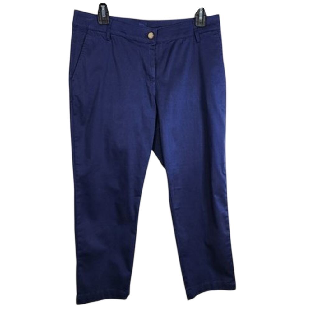 Tommy Bahama Women Boracay Cropped Pants 8 Blue Stretch Packable Tencel TW119909